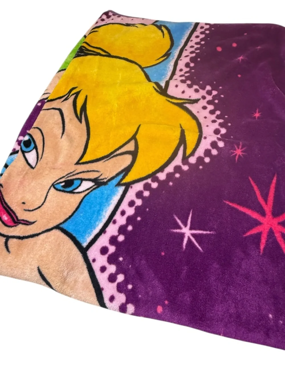 Disney Tinker Bell Believe Plush Throw Blanket in Purple, Green, Blue, Yellow
